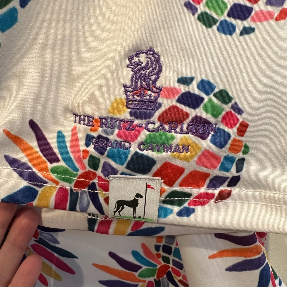 Proud 90 Golf is Fun Polo Large White With Rainbow Pineapple Design Short Sleeve - Picture 3 of 5